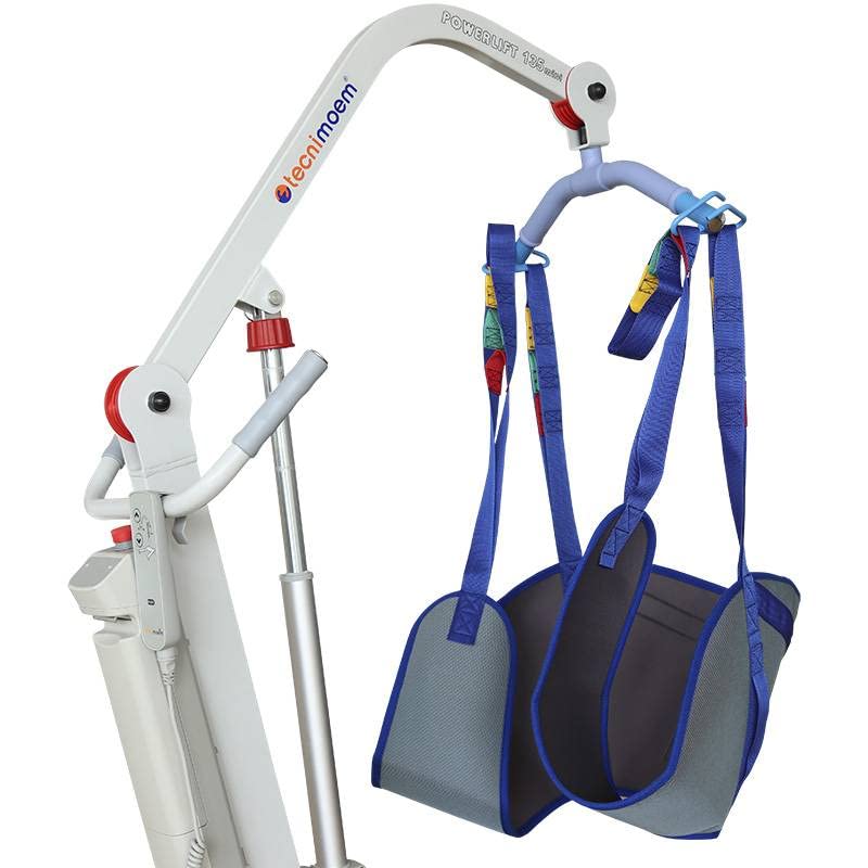 Ventadecolchones – Grúa Eléctrica para el traslado de pacientes, personas mayores, elevación cuerpo completo. Marca Española. Soporta hasta 135 Kilogramos. Arnés Incluido.