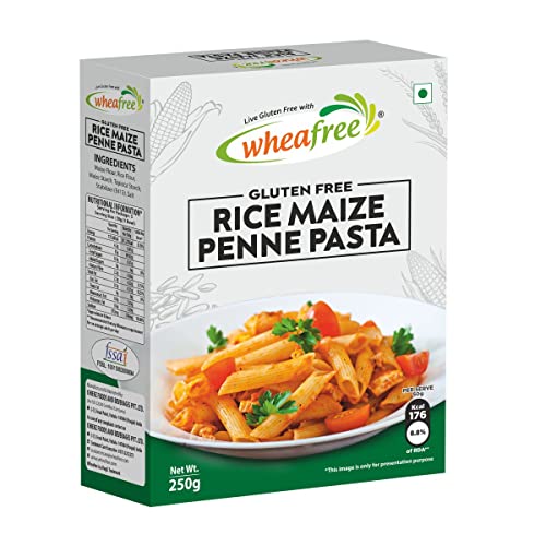 Image of Wheafree Gluten Free Rice Maize Penne Pasta - Pack of 2 (250g Each) | No Trans Fat | No Cholesterol | Easy to Cook