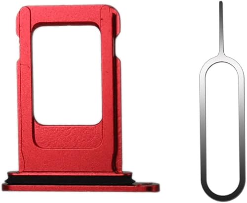 Meefix - Soporte para tarjeta SIM con ranura para tarjeta nano con junta de goma impermeable de repuesto y conector para iPhone XR (rojo, SIM única)