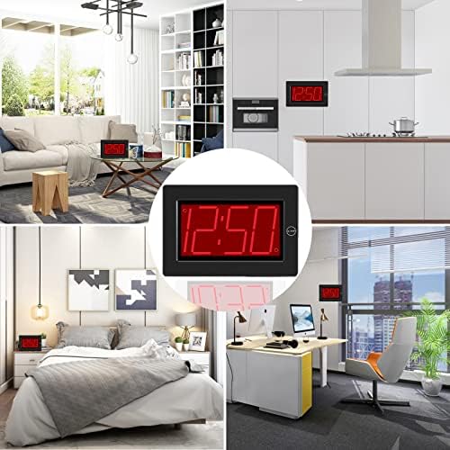 SUPLEDCK Digital Clock Large Display, LED Wall Clock, Big Desk Clock with 3 Inch Large Time Number, 3 Level Brightness,12H Display Mode, Table Stand (Black)