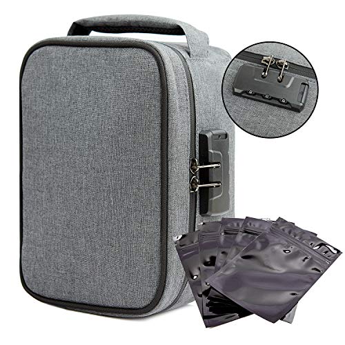 TARFEPA Smell Proof Bag with Combination Lock - 9.3"x7.8"x6.5",5 Resealable Bags Odor Proof