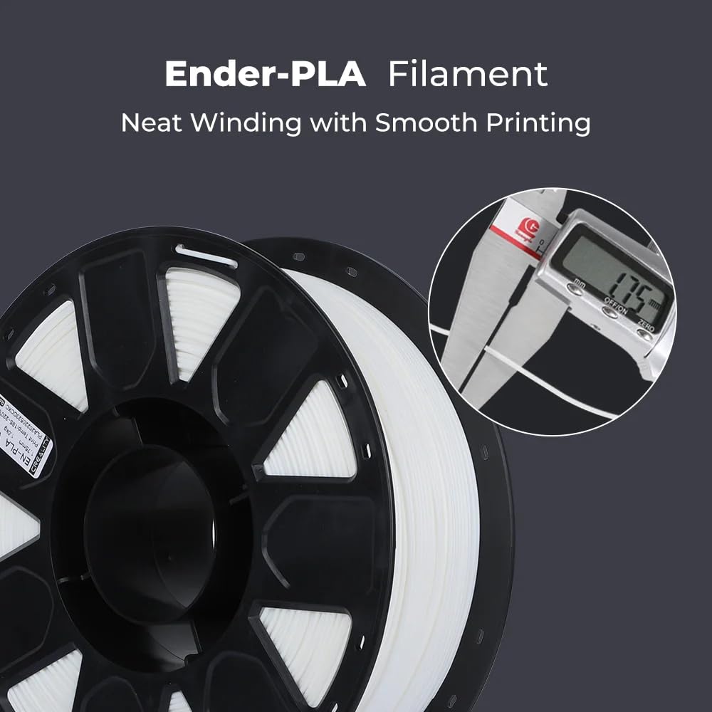 Ufficiale Creality PLA Filamento 1,75 mm per Stampante 3D, Bobina di Cartone da 2 kg (4,4 libbre), Dimensionale +/- 0,02 mm, Adatta alla Maggior Parte delle Stampanti 3D FDM(Bianco+Grigio)
