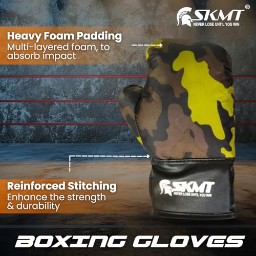 Image of SKMT NEVER LOSE UNTIL YOU WIN Kids Boxing Set - Camo Green (2-8 Years)