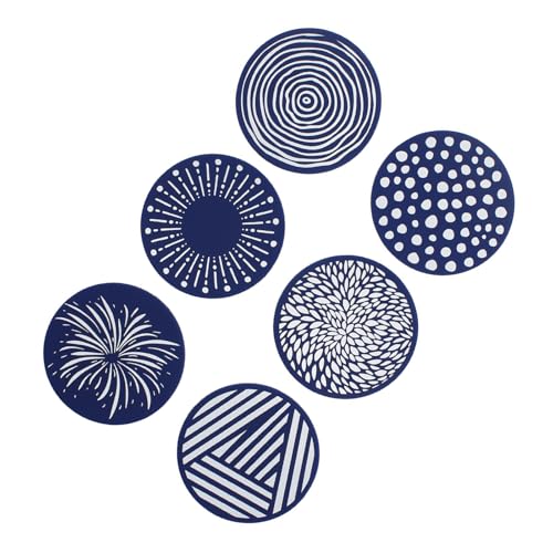 Zynphancer シリコン製ドリンクコースターセット 9.6cm ラウンド ? 滑り止めマット コーヒー対応 家庭 オフィス用 (ネイビーブルー)