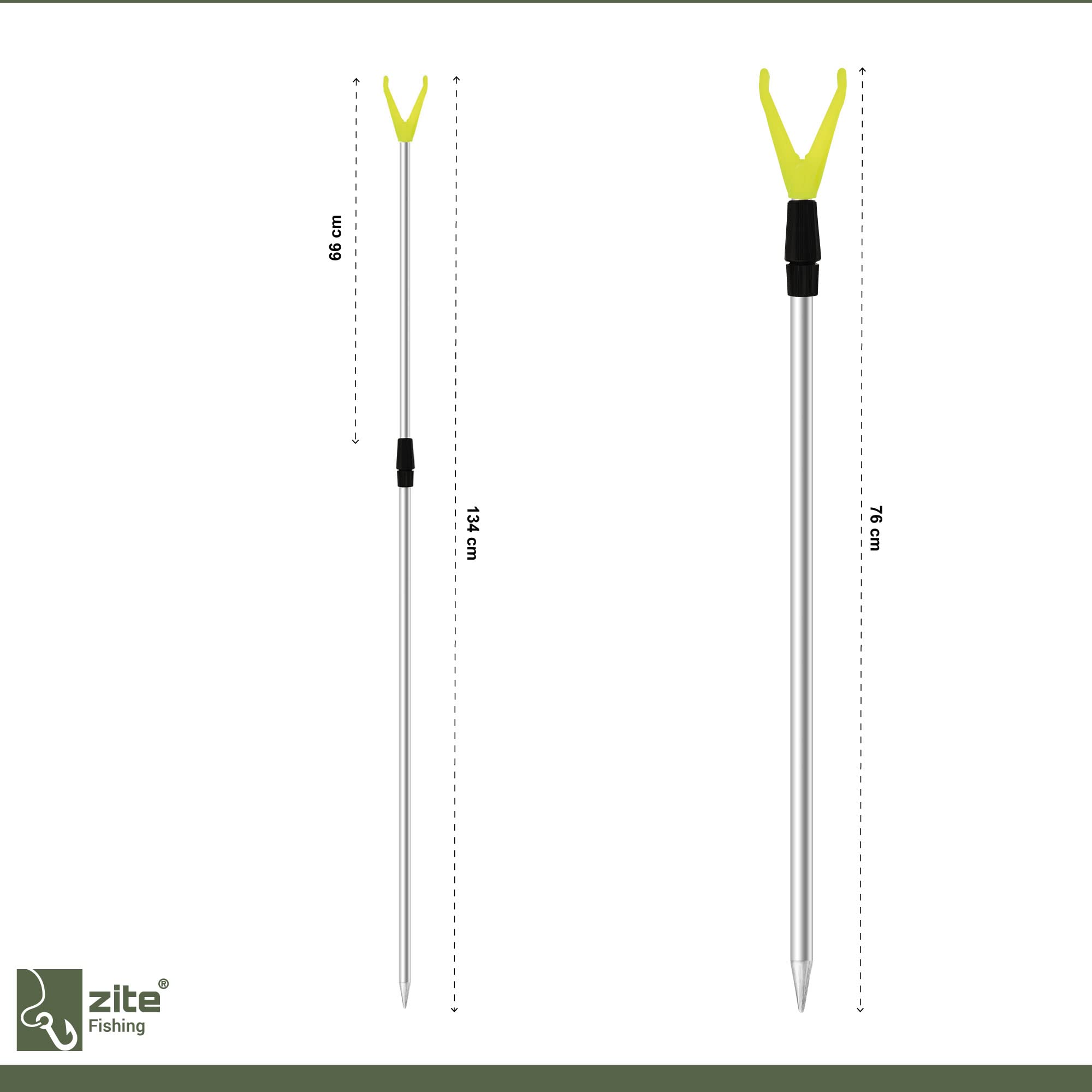 Zite Fishing Teleskop Rutenhalter Angel 75-135cm – Angelzubehör Rutenauflage Forellen & Karpfen Fischen - Aluminium Rutenständer Schnurlaufkerbe, Angelrutenhalter Angelhalter Angelständer Angel Halter