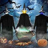 Party Spot! 3 Pcs 2022 Newest Large Halloween Witch Decorations Outdoor, 63 Inches Light Up Holding...