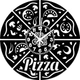 Instant Karma Clocks | Orologio da Parete Tema Pizzeria | Design Artistico per Arredare Cucina, Ristorante, Locali o Regalare agli Amanti della Pizza (Nero-03)