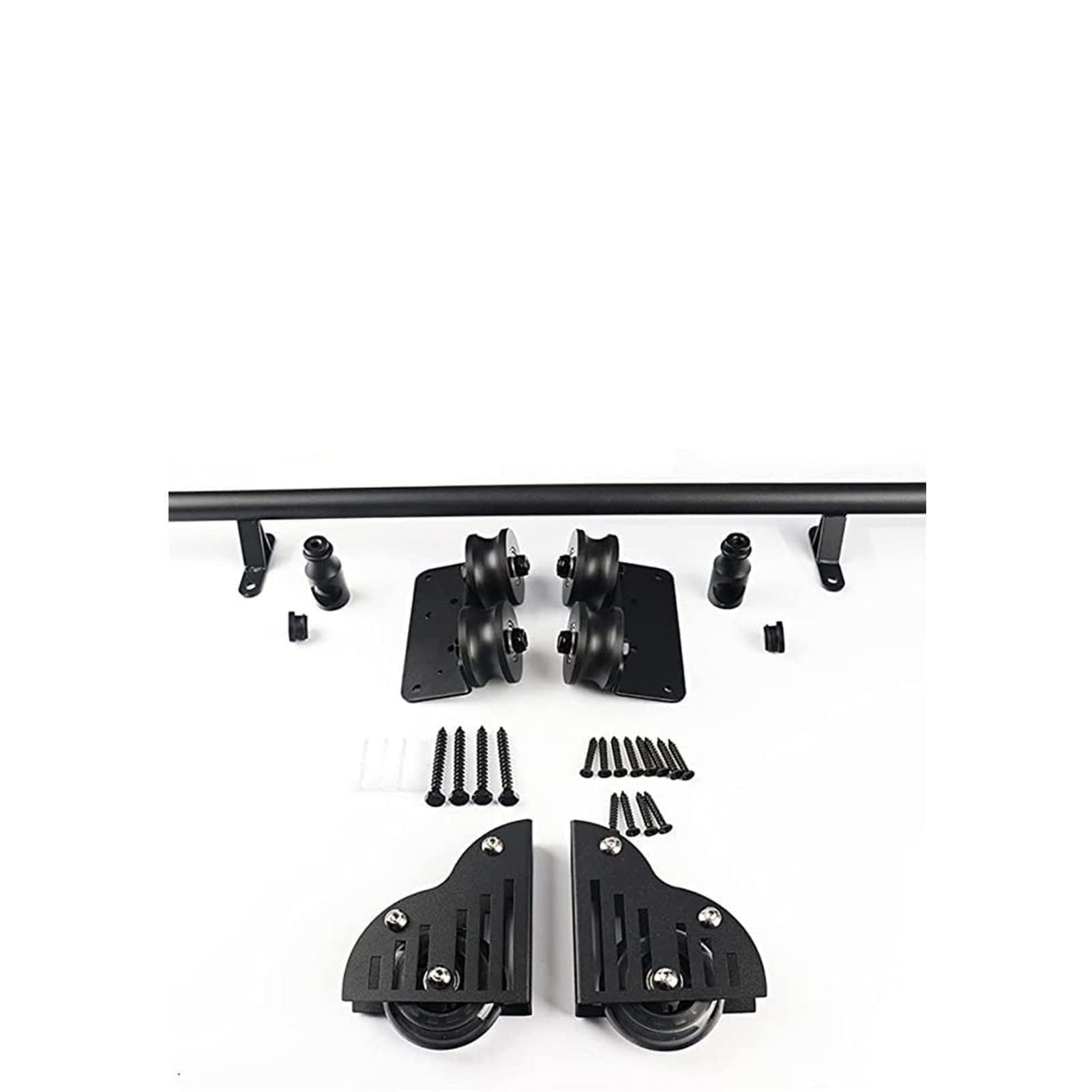 Kit de herrajes para escalera corrediza retráctil en acero negro de diseño