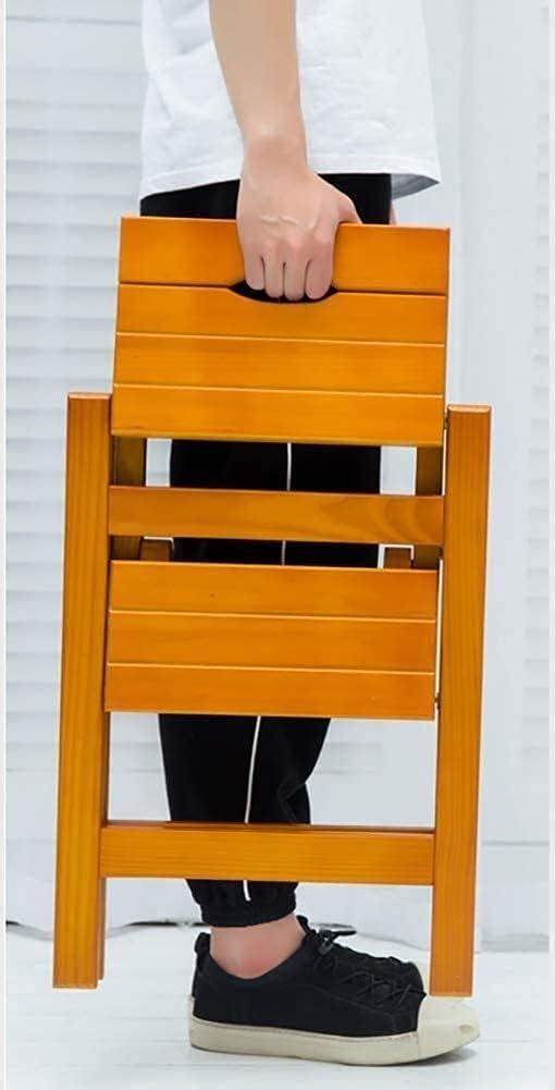 Step Stool 3 Ladder Stool Multi-Function Folding Stair Chair Dual-Use Step Ladder Household Solid Wood St (Brown)