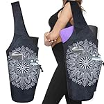 Yoga Mat Bag - Large Opening Long Tote Yoga Mat Carrier Holder Bag with Waterproof Wet Zipper Pocket and Drawstring Water Bottle Pocket - Yoga Bag Fit Most Size Mats