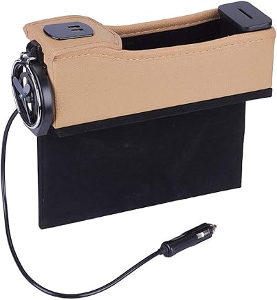 Blueshyhall Consola bolsillos laterales, piel sint?tica, bolsillo lateral para asiento de coche organizador y asiento de coche Gap Filler negro y beige, con 2 puertos de carga USB (1 pieza, izquierda) Blueshyhall Consola bolsillos laterales, piel sint?tica, bolsillo lateral para asiento de coche organizador y asiento de coche Gap Filler negro y beige, con 2 puertos de carga USB (1 pieza, izquierda)