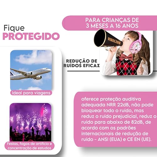 Fone Abafador de Ruídos Autismo Infantil Colorido Abafador de Som e Protetor Auditivo Para Crianças