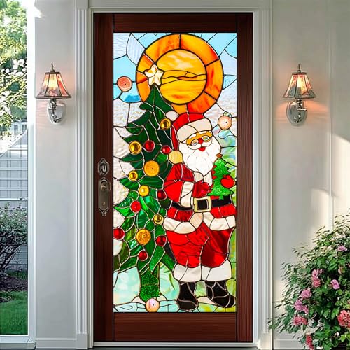 Vinilo decorativo navideño Santa Claus estilo vitral 39.3×17.7 in miniatura 6