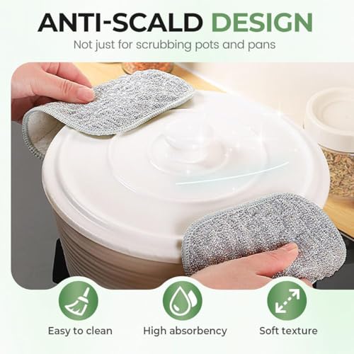 Image of 2026 New Multipurpose Wire Dishwashing Rags, Double Layer Metal Scrubbing Pads, Non-Scratch Reusable Cleaning Cloths for Kitchen, Pots, Pans, Sinks, Wet and Dry Use (5Pcs)
