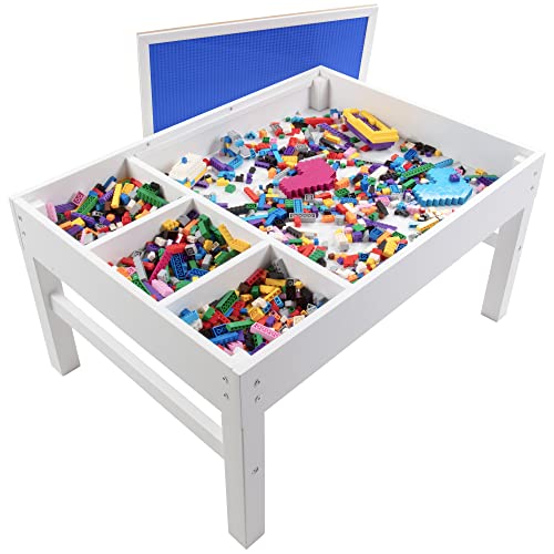 Svan Brick Construction Play Table W 4 Storage Compartments & 1000 Rainbow Bricks- Build & Stack Block Pieces On Tabletop Baseplate Grid That Is Compatible With Lego thumb #7