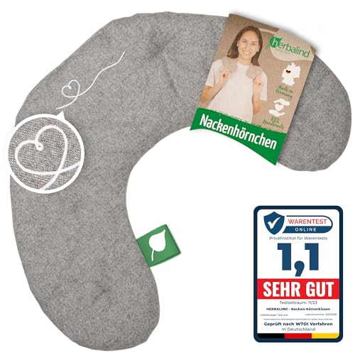 HERBALIND Nackenhörnchen Flanell Körnerkissen Nackenkissen...