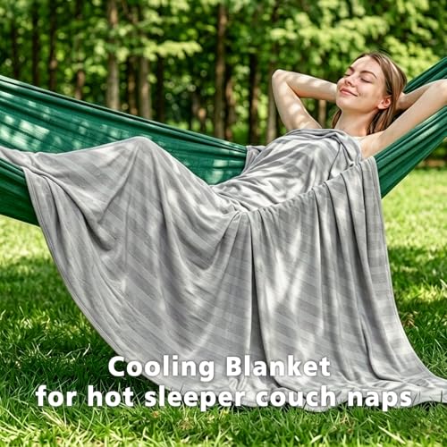 Image of EMME Cooling Blankets for Hot Sleepers, Summer Blanket Twin 60 inchx80 inch for Bed, Thin Lightweight Throw Blanket for Couch, Double-Sided Keep Body Cool, Grey Cold Sheet Night Sweats