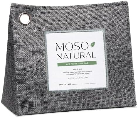 Moso Natural Air Purifying Bag 600g, Premium Bamboo Charcoal Odor Absorber, Room Deodorizer for Large Spaces, Bedroom, Kitchen, Basement, Pet Odor Eliminator for Home, 21oz Charcoal Bags