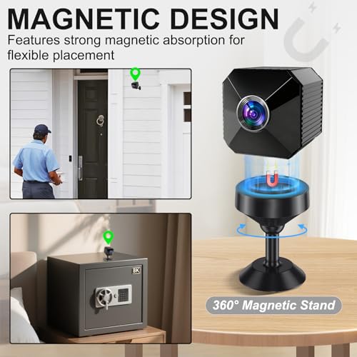 Image of Mini Camera - 2026 Upgraded 4K Mini Wireless Security Camera, Small WiFi Indoor Nanny Cam with No-Glow Night Vision, Motion Alerts, Rechargeable Battery, for Home /Office /Pet