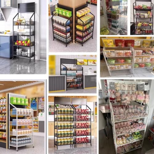 Scaffale espositivo in Metallo per Snack a 4/5 Ripiani, Ideale per Negozi, Cinema e Altri luoghi di Vendita al Dettaglio. Un Pratico espositore Versatile per Snack, Perfetto per la Vendita e