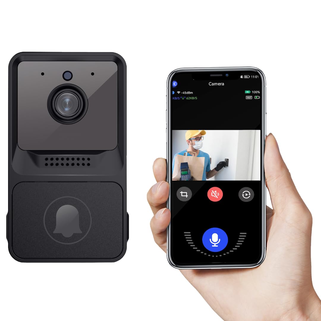 Caméra sonnette vidéo sans fil KLUFO 1080P haute résolution avec audio de sécurité IR
