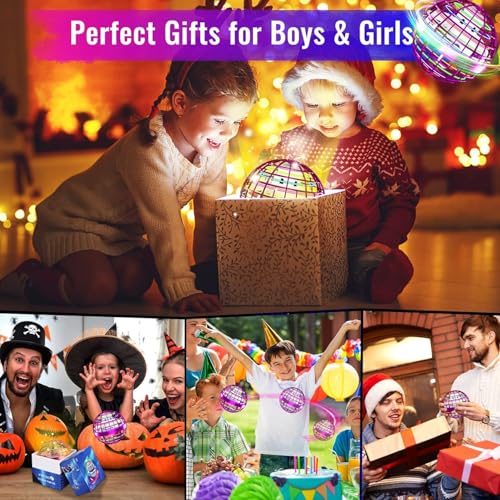Image of GONCART26 Flying Ball Boomerang Spinner Toy with RGB Lights, USB Rechargeable, 360 Rotating, Indoor Outdoor for Boys Girls Kids Adults, Multi-Color