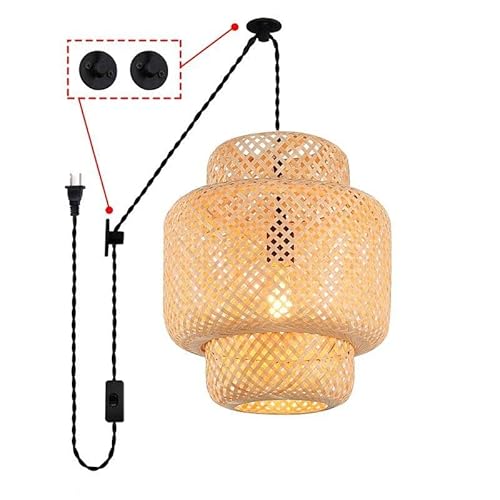 B·LED BARCELONA LED - Lámpara colgante de mimbre Onna con cable y enchufe