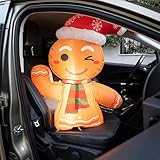 Christmas Inflatable Car Decoration Gingerbread Car Buddy with 12V Car Plug, LED Lights Outdoor Christmas Decoration Blow-Up Easy Set-up, Xmas Decorations Holiday Season for Automotive Accents