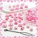 NAISKA 60PCS Pink Hair Beads Jewelry for Kid Large Loc Dreadlock Accessories for Braids Multi Shape Pony Beads Hair Cuff Charms Cute Braids Hair Decoration for Women and Girls