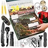 Survival Kit Adventskalender 2025 für Männer-24 Tage Weihnachts Countdown Outdoor Werkzeug–Survival Ausrüstung für Camping, Angeln-Coole Weihnachtsgeschenke Gadgets für Herren Erwachsene Teenager
