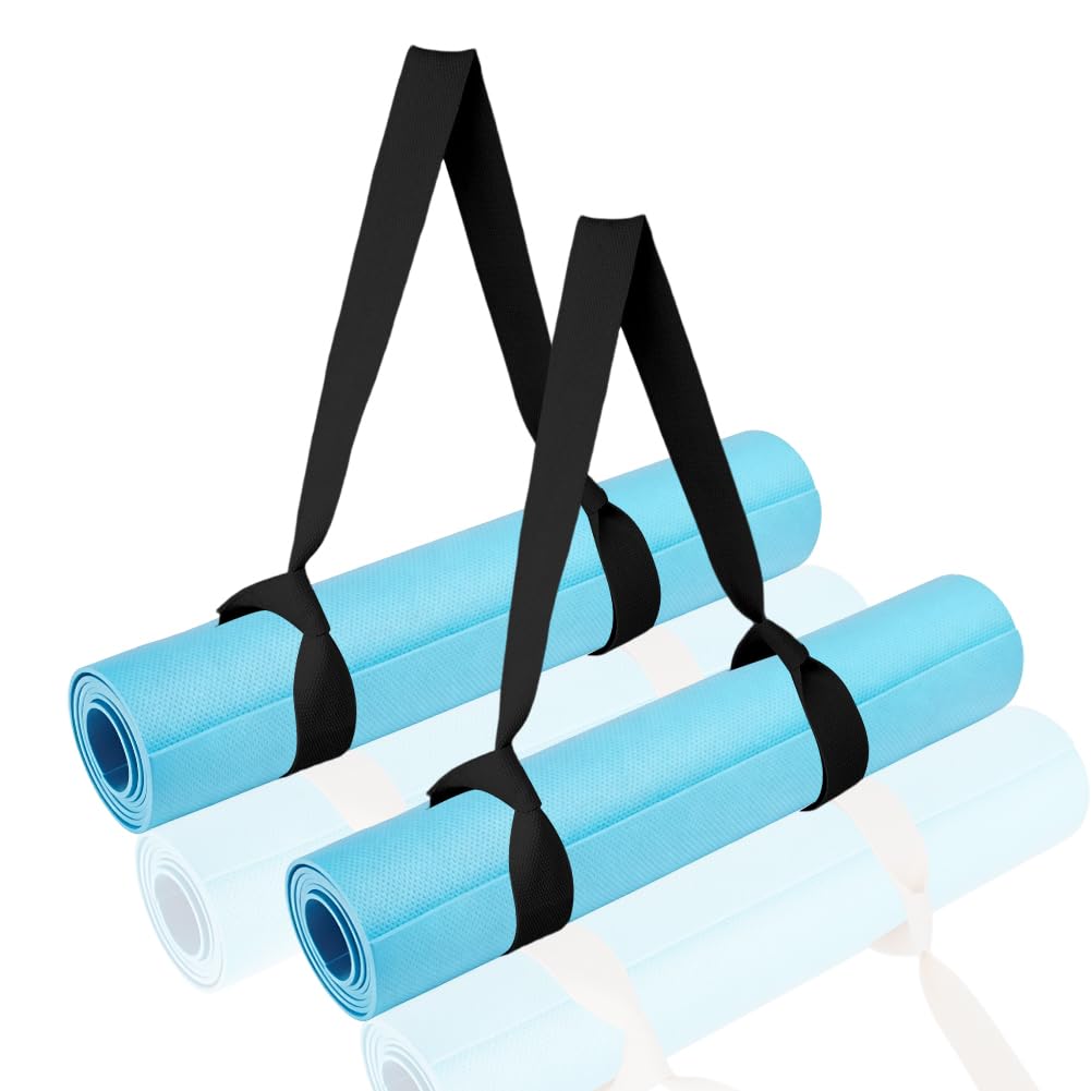 DICOSMETIC 2Pcs Polycotton Pilates Mat Strap Adjustable Non-Slip Yoga Straps Thick Wide