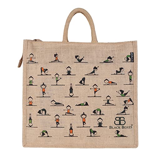 Image of BLACKBOXES Big Eco Cotton Jute Shopping Bags for Carry Milk Grocery fruits Vegetable with Reinforced Handles jhola Bag - Kitchen Essential