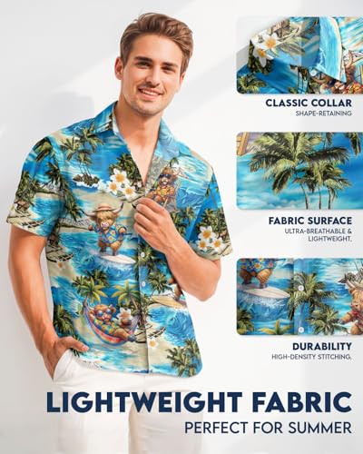 Image of 99TIMORO Fathers Film Button Down Shirt for Men, Funny Hawaiian Short Sleeve Top, Summer Beach Gifts