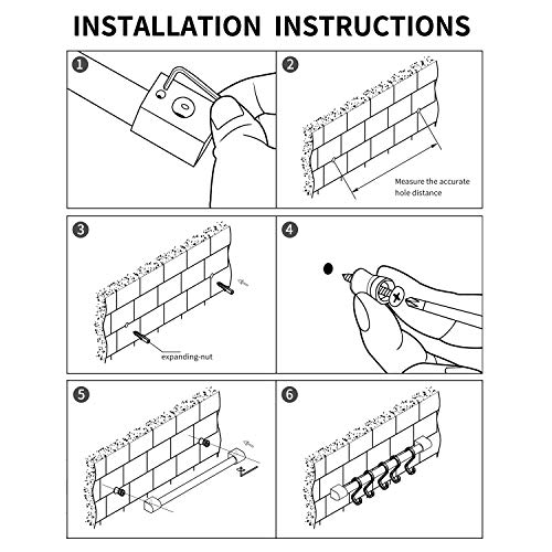 Miaohui Kitchen Rail With Hooks, Pan And Pot Hangers For Kitchen Wall Mount, Kitchen Utensil Rack With Removable S Hook, Aluminum (17.3Inch_Black_5Hooks) #TOP6