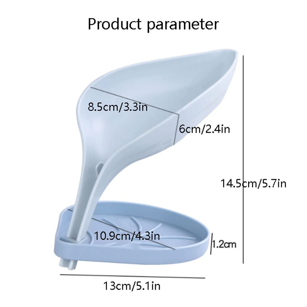 Soporte para jabón, Jabonera, jabonera, con Forma de Hoja Drenaje automático, Multifuncional y Deflector Triangular(BLU)