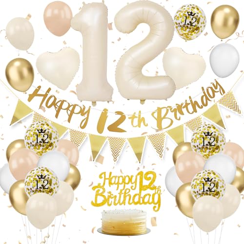 Décoration Anniversaire 12 Ans - Ballons Beige pour Fête Garçon Fille