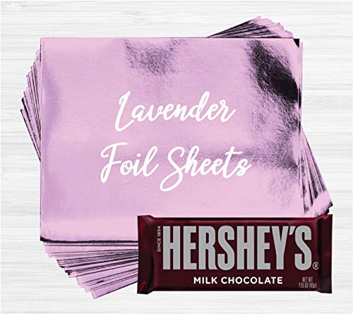 Lavender Shiny Candy Bar Wrapper Foil Sheets for over wrapping chocolate bars - 40 Sheets