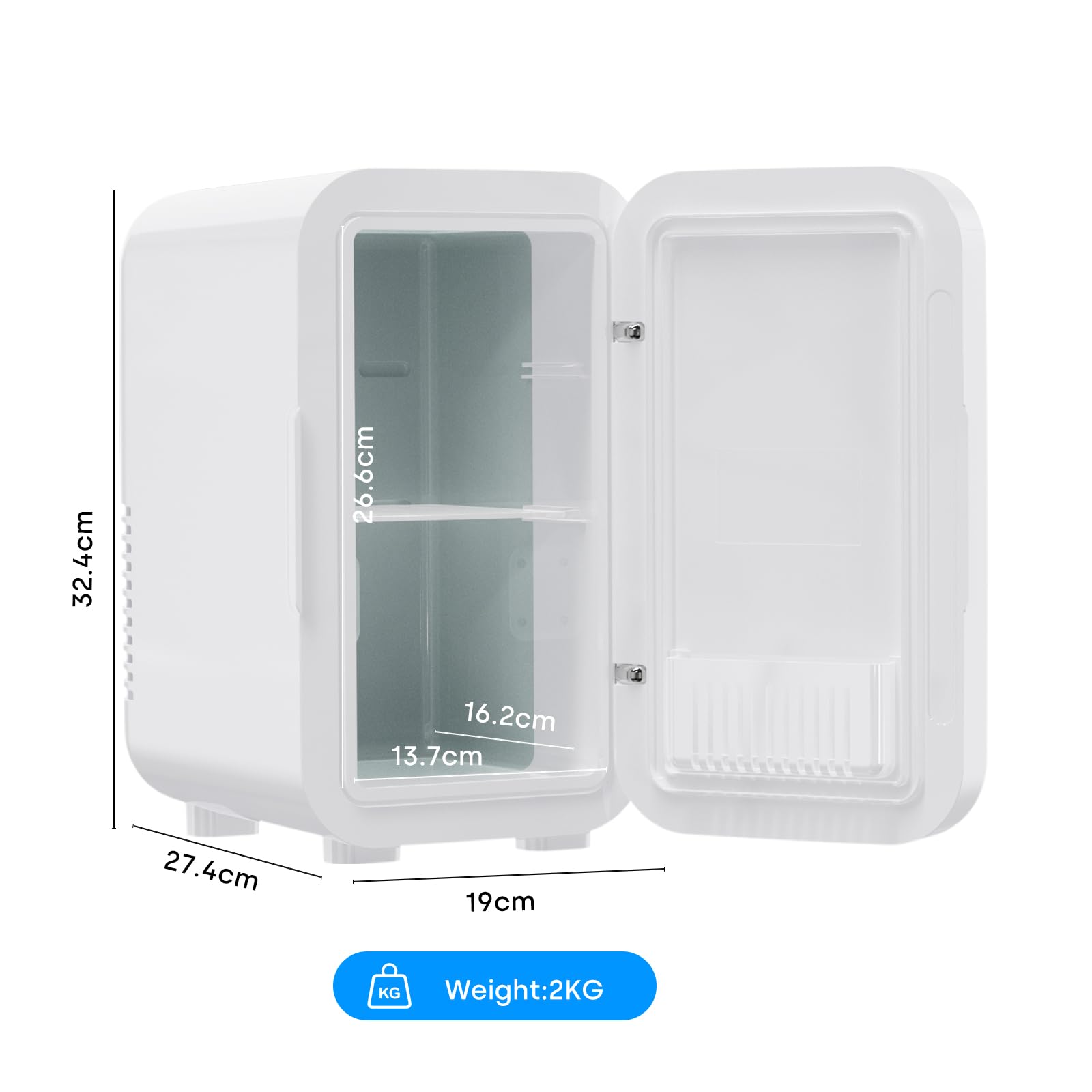 Enventor Mini lodówka, 6 litrów/8 puszek, zasilanie AC+12V DC, przenośna chłodziarka i podgrzewacz, mała lodówka do sypialni, samochodu, pielęgnacji skóry, owoców i napojów, biała