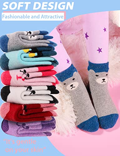 Image of Children Wool Socks For Boy Girl Kids Toddler Thick Thermal Warm Cotton Winter Crew Socks 6 Pack