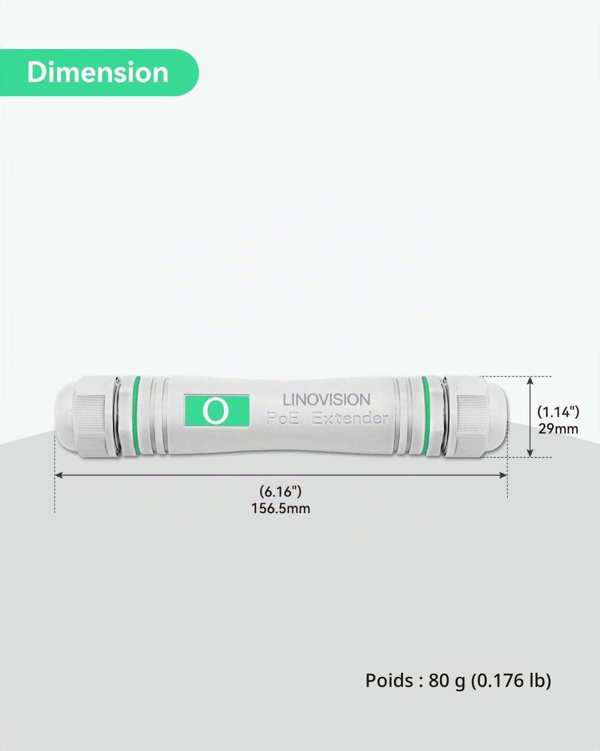 LINOVISION Gigabit Outdoor PoE Extender, Waterproof PoE Ethernet Repeater, Extend Extra 100m PoE and Ethernet for IP Cameras, VoIP Phone, Wireless AP
