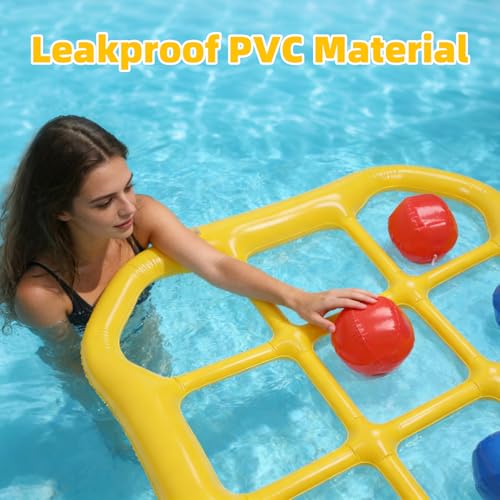 SpaceTime Pool Toys Games Set,53.9 × 51.1 × 5.5 in,Tic Tac Toe Inflatable Pool Floats Adult with 10 Balls,Floating Pool Games for Adults,Inflatable Pool Floaties for Pool Party (Yellow) - image 3