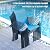 VICLLAX 9 Pieces Patio Dining Set, Patio Furniture Set of 8 Patio Stackable Dining Chairs and 53" Outdoor Metal Round Table with Storage Shelf, Blue Chairs and Black Table