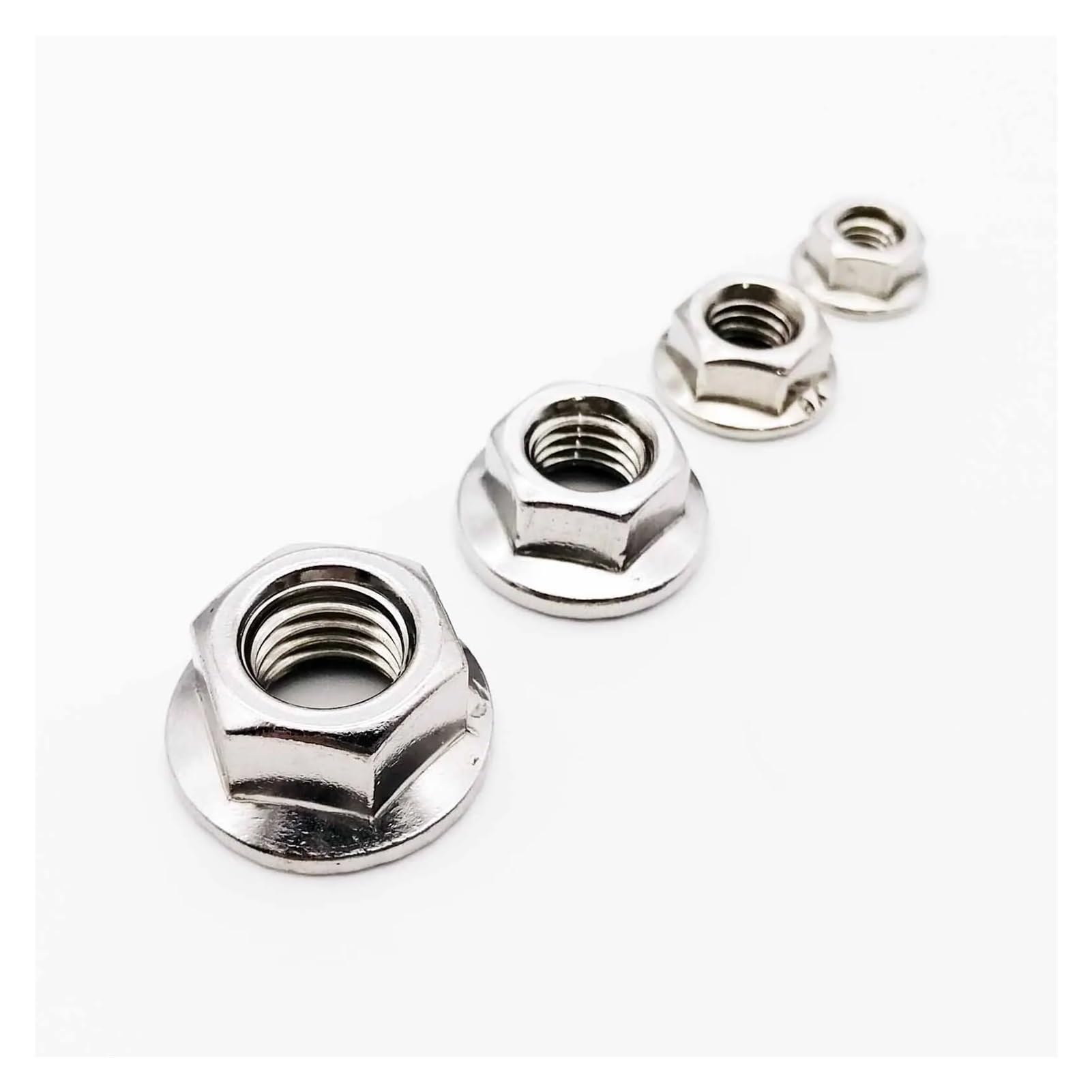 Tuercas Contratuercas Tuerca de sujeción, 5/50X M3 M4 M5 M6 M8 M10 M12 Hexágono de acero inoxidable Cabeza hexagonal dentada Contratuerca de bloqueo DIN6923(M4 50pcs)
