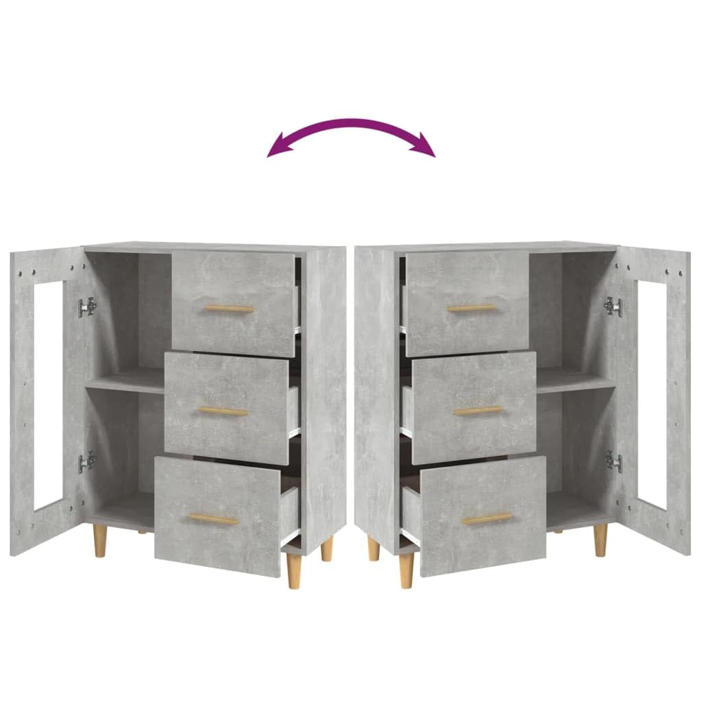 Credenza Grigio Cemento 69,5x34x90 cm con Anta in Vetro