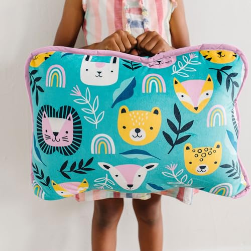 Image of Wildkin Kids Velour Nap Mat for Boys & Girls - Soft & Cozy Toddler Sleep Mat with Built-in Blanket for Daycare, Preschool, Kindergarten & Travel, Ages 3-7, Machine Washable - Party Animal