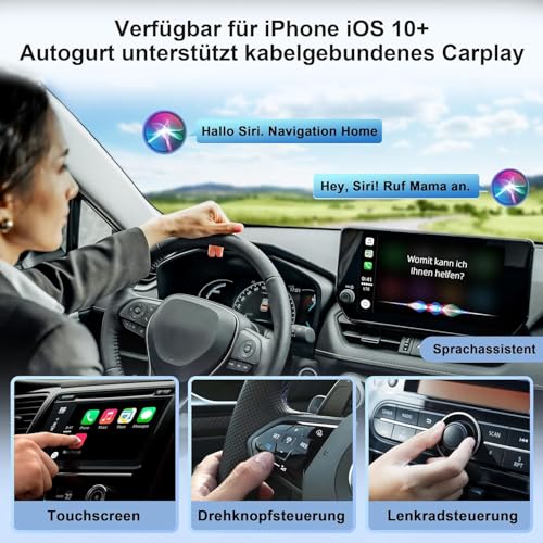 CAENEEDER Wireless Carplay Adapter, Convert Wired to Wireless CarPlay, Compatible with A-pple CarPlay, Plug and Play, Type-C/USB, Suitable for 800+ Vehicles