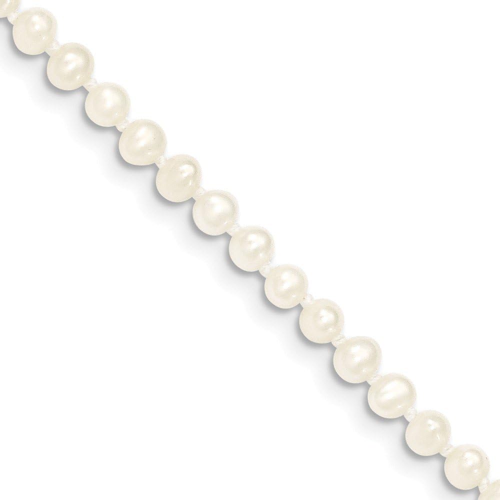14K Yellow Gold 3-4mm White Near Round Freshwater Cultured Pearl Necklace
