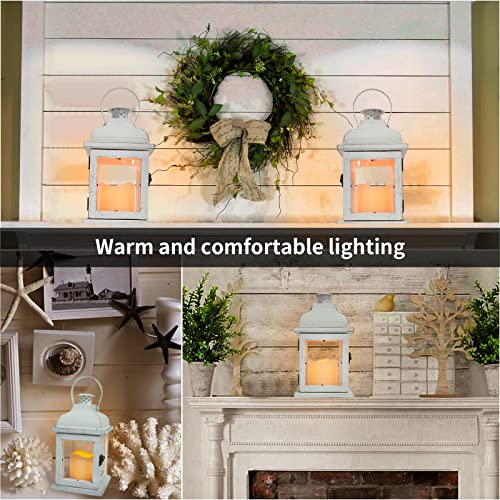 Shymery Candle Lantern Decorative, Metal & Wooden White Outdoor Lantern With 6 Hours Timer,Farmhouse Rustic Vintage Candle Holders For Home Table Patio Wedding Christmas Front Porch Decor #TOP6