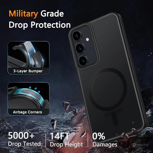 Image of SIZUKA Samsung A55 Magsafe Hard Back Case | Matte Design & 360 Protection | Military-Grade Samsung A55 Cover | Strong Magnet Back - Black