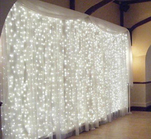 LIIDA Curtain String Lights Window Twinkle Lights 9.8 x 9.8ft Icicle Lights with 8 Modes for Holiday Party Background Wall Wedding Decorations (White)
